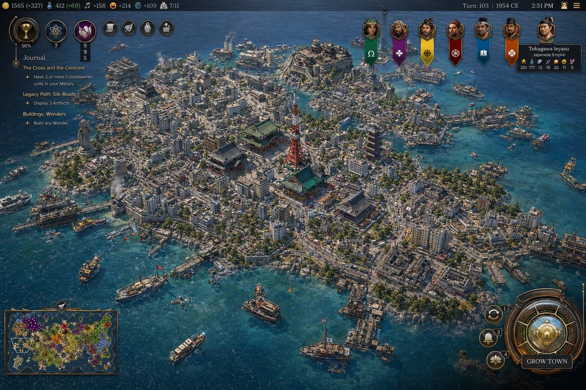 Civ-Style 1954 Tokyo Harbor Screenshot AI image template preview