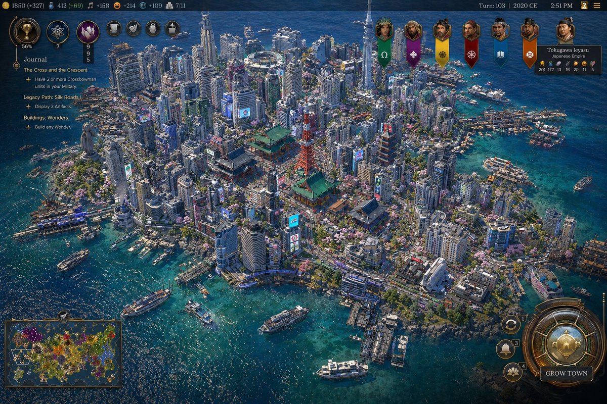 Civ-Style Tokyo Island Megacity Screenshot AI image template preview