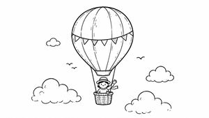 Hot Air Balloon Coloring Page AI image template preview