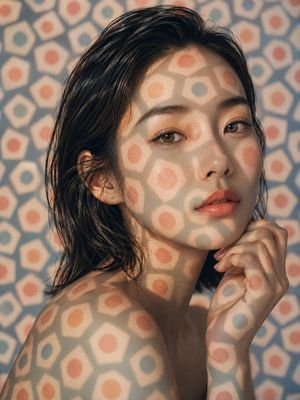Patterned Light Beauty Portrait AI image template preview