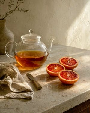 Sunlit Tea and Blood Orange Still Life AI image template preview
