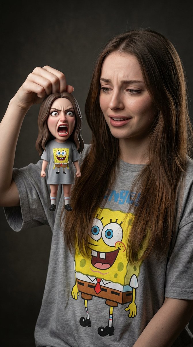 Life-Size Holding Miniature Self Prompt AI image template preview