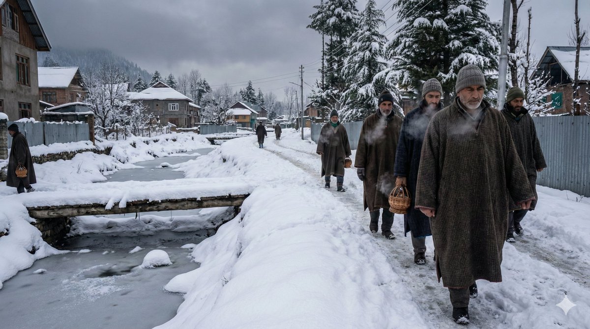 Cinematic Winter Scene in Kashmir Prompt AI image template preview