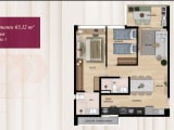 Thumbnail: Floor plan - 65.12m² apartment, 2 bedrooms (Unit 1)