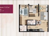 Thumbnail: Floor plan - 55.18m² apartment, 2 bedrooms (Units 3 and 9)