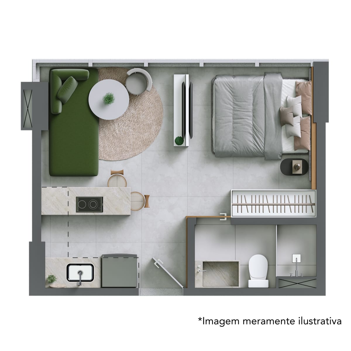 Planta Studio 26m²