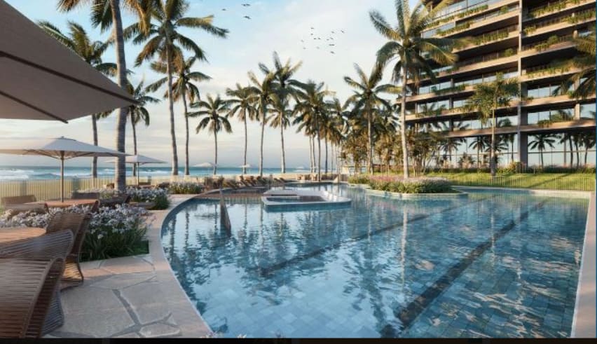 Beachfront pool at Essenza Paiva with ocean view