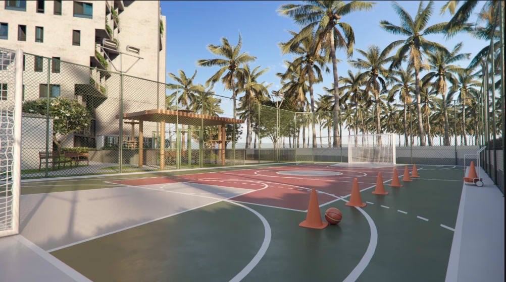 Sports court among the palm trees