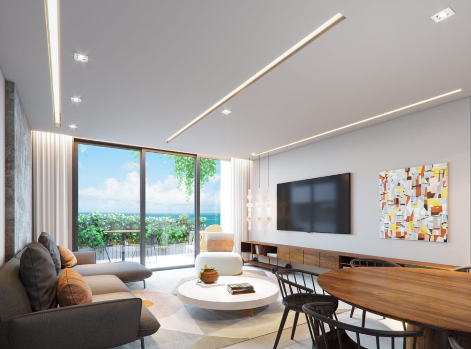 Integrated living room with ocean view