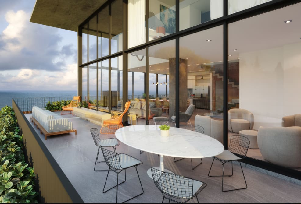 Balcony integrated with the living room, ocean view