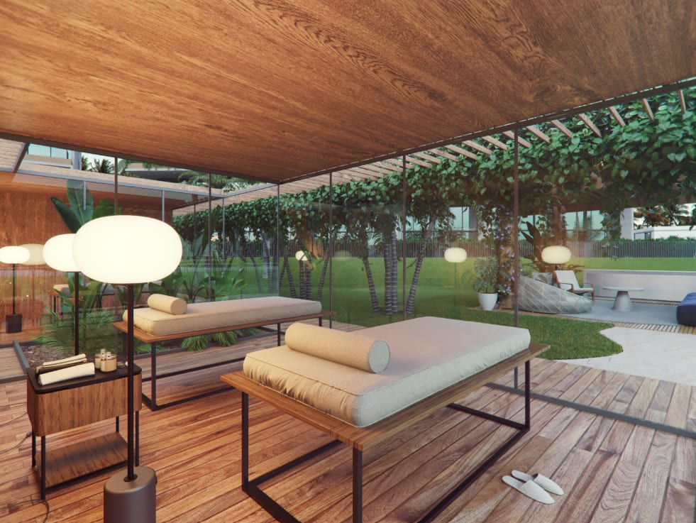 Wellness space with relaxation deck