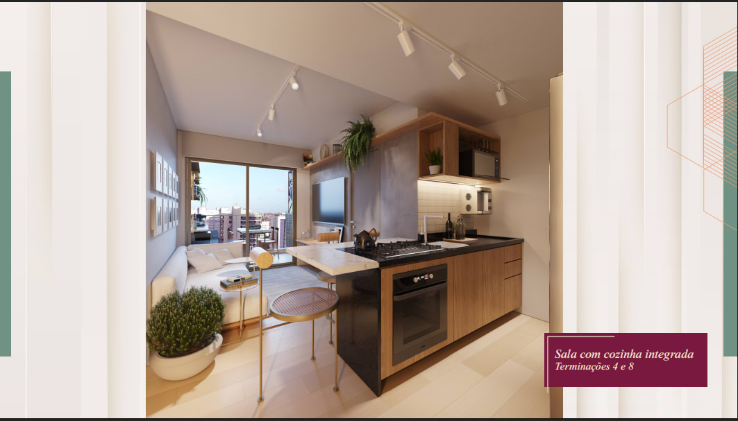 Living Room with Integrated Kitchen - Units 4 and 8