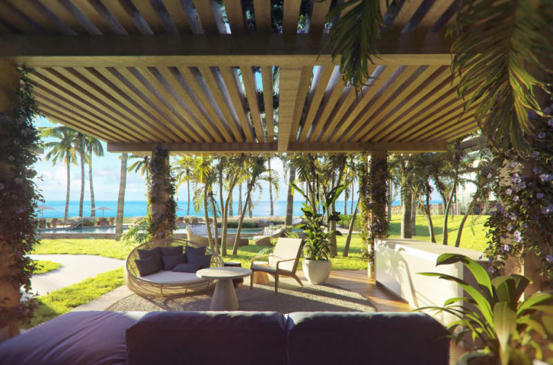 Zen space with ocean view