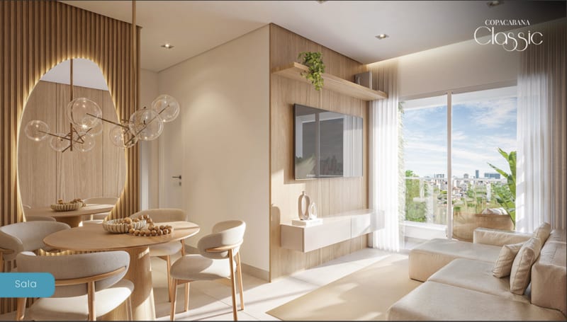 Living and dining room at Copacabana Classic