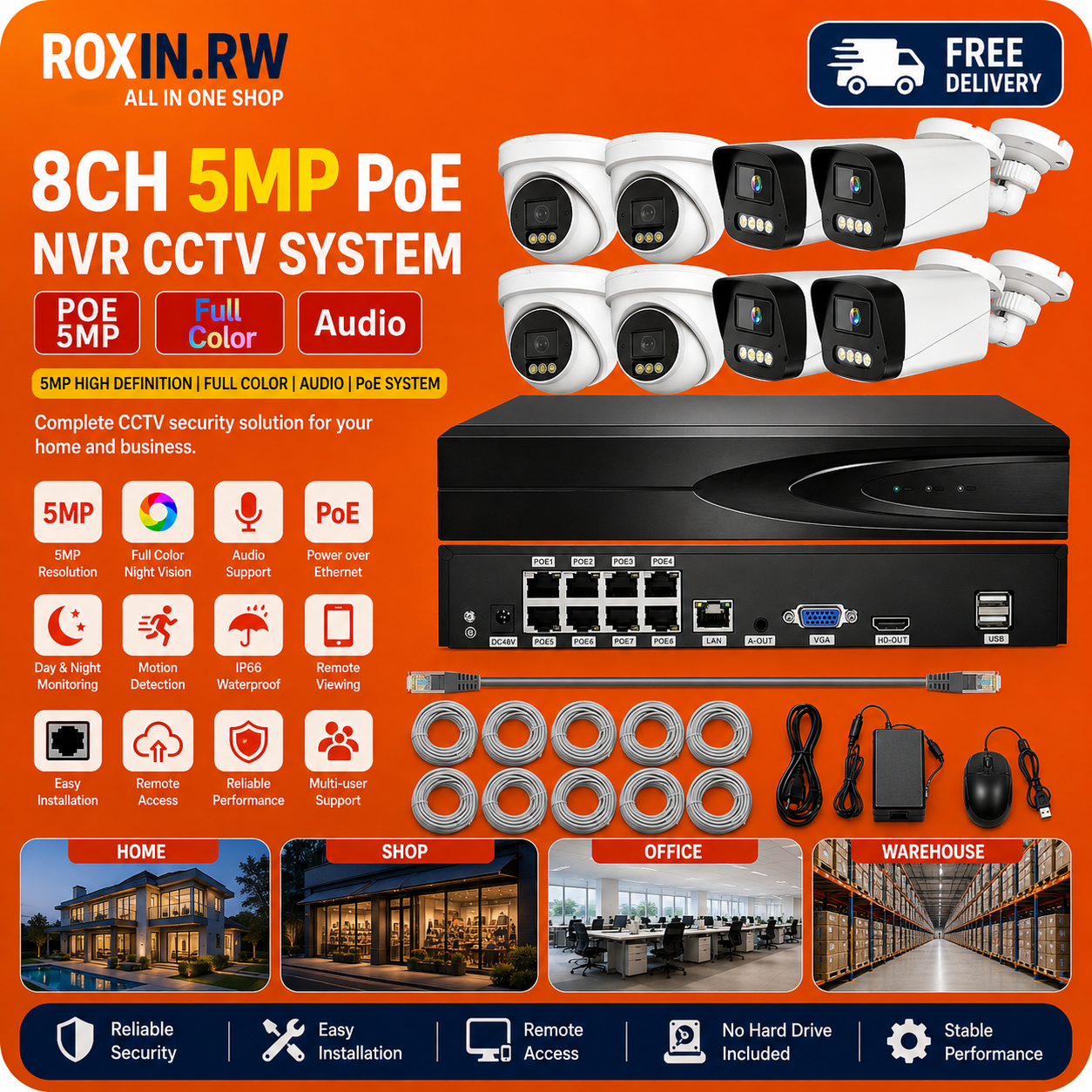 8-Channel PoE NVR CCTV Security System