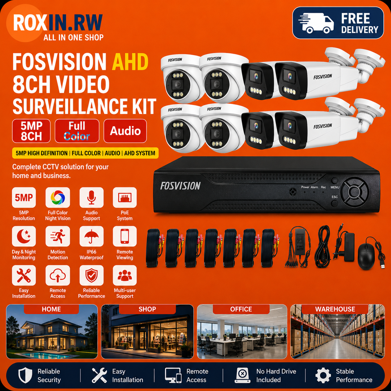 FOSVISION AHD 8CH Video Surveillance Kit