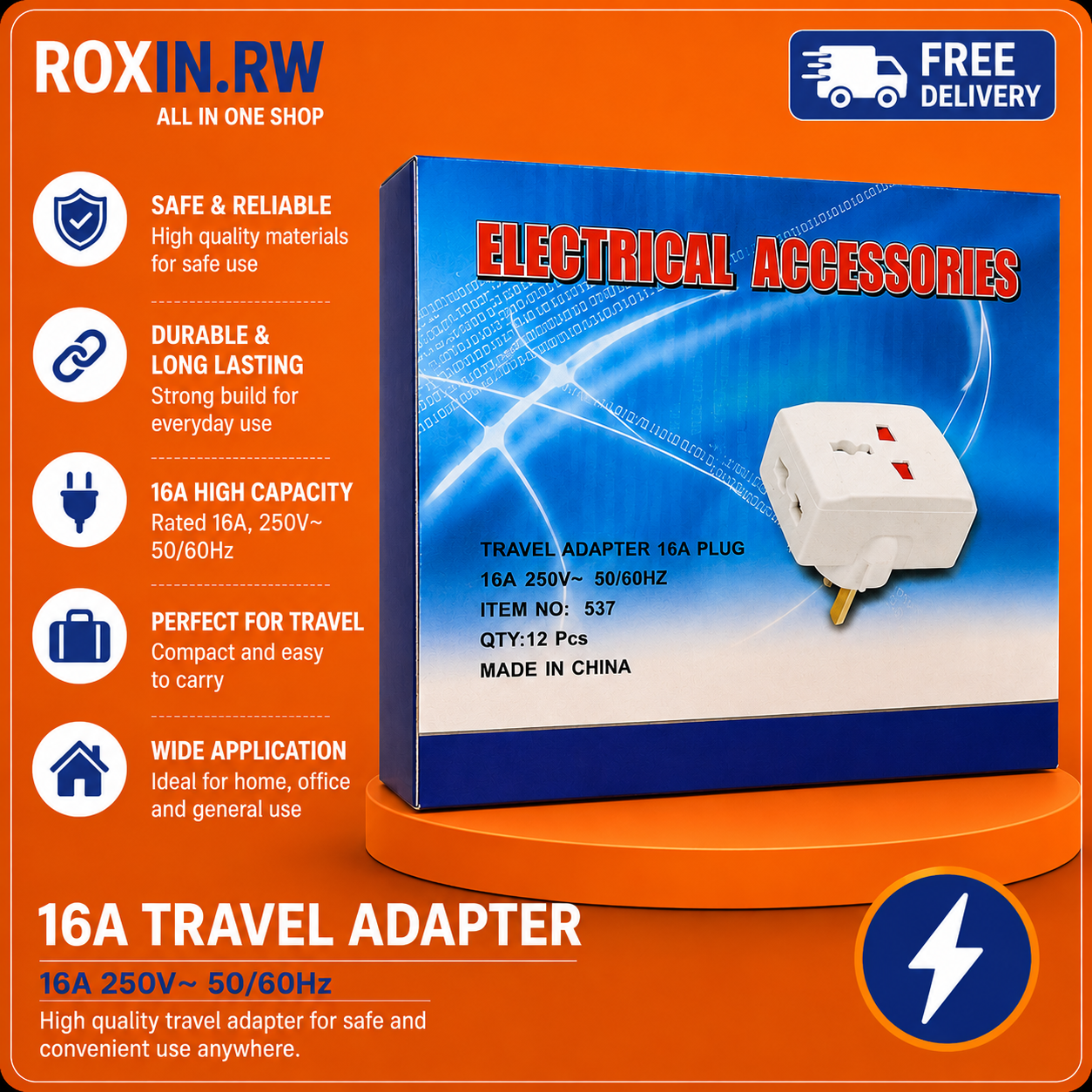Electrical Travel Adapter β 16A Plug