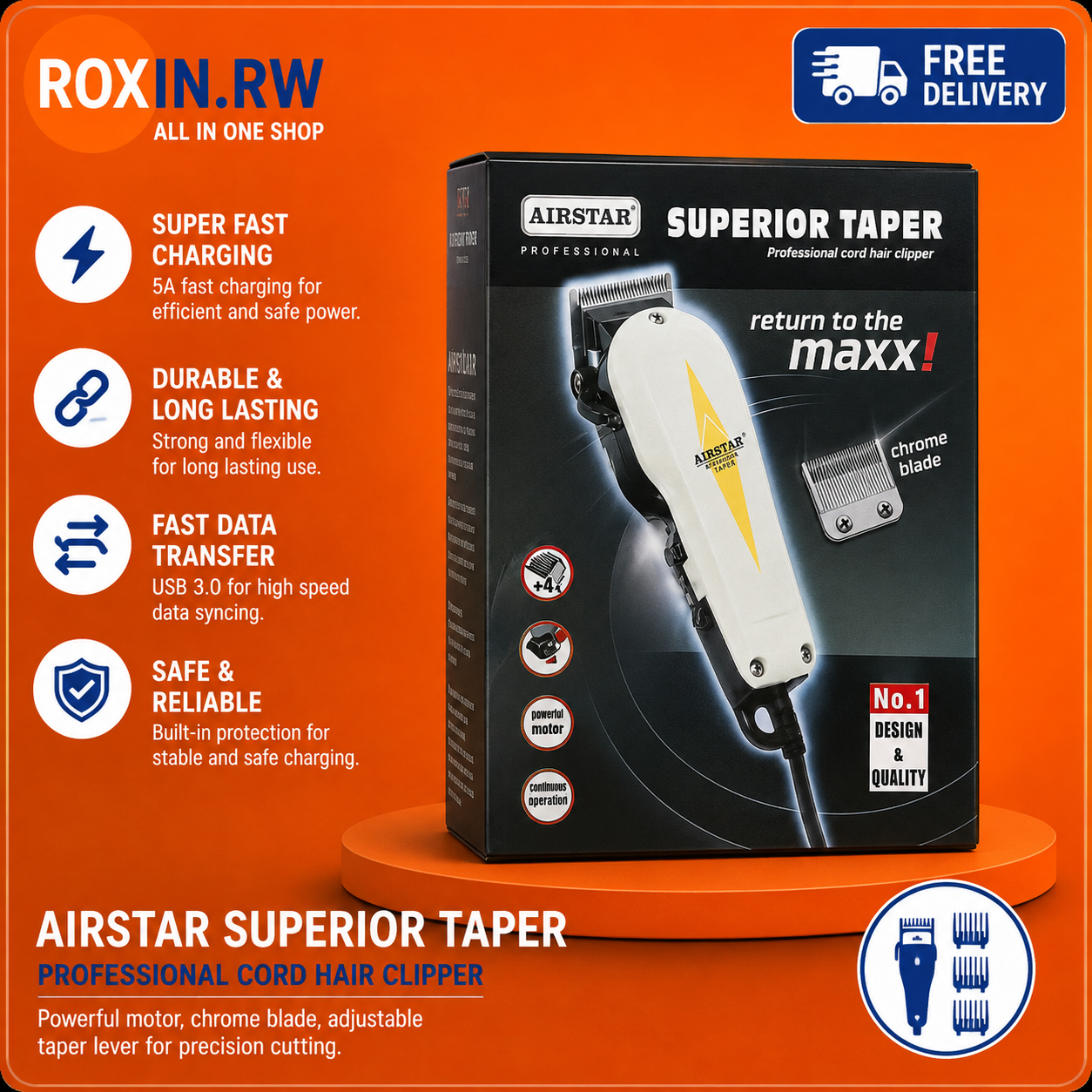 AIRSTAR Superior Taper Professional Cord Hair Clipper