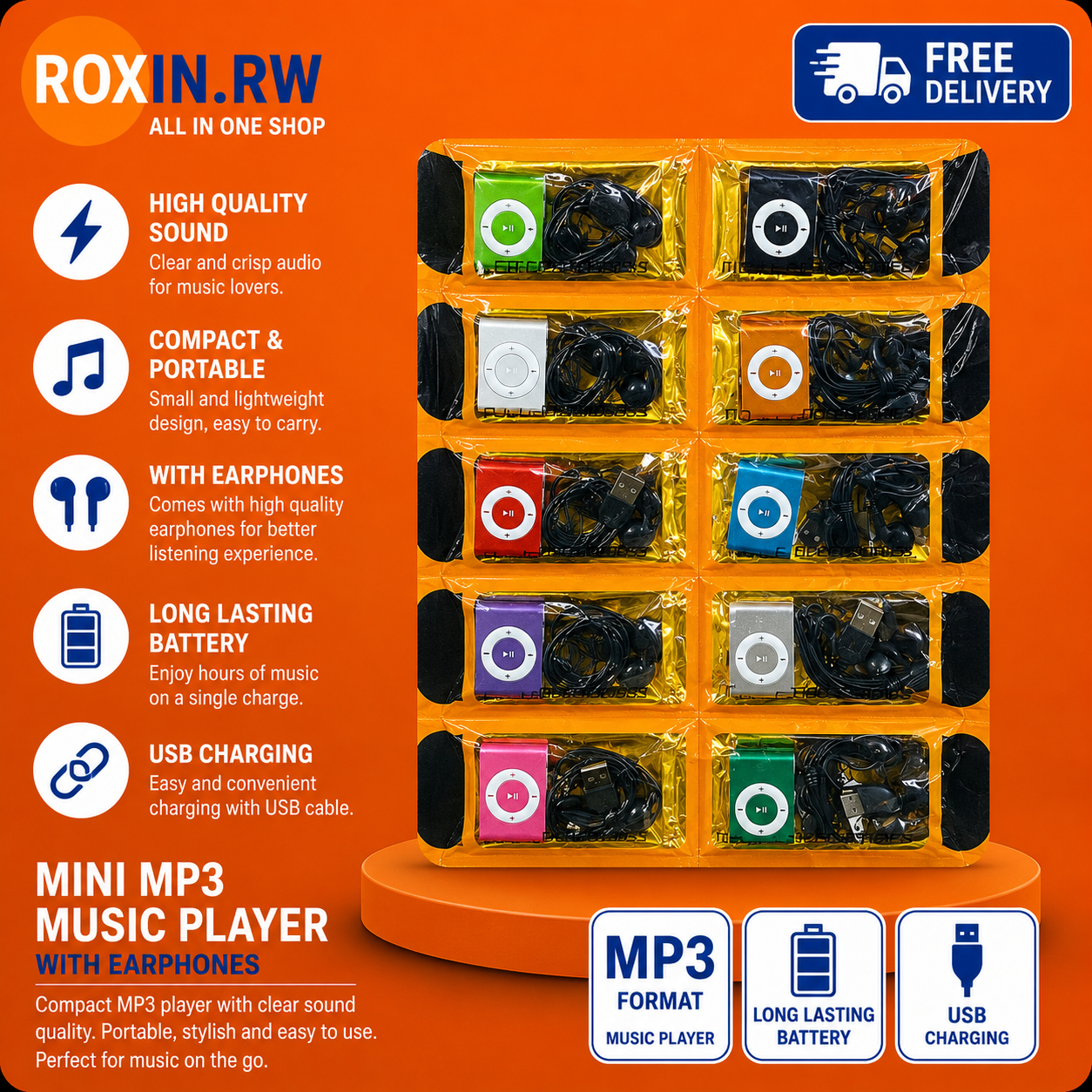 Mini MP3 Music Player with Earphones