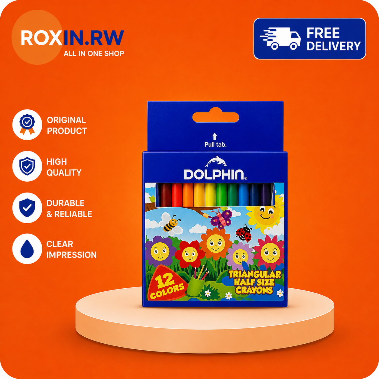 Dolphin Crayons ibirange (12 piece box)