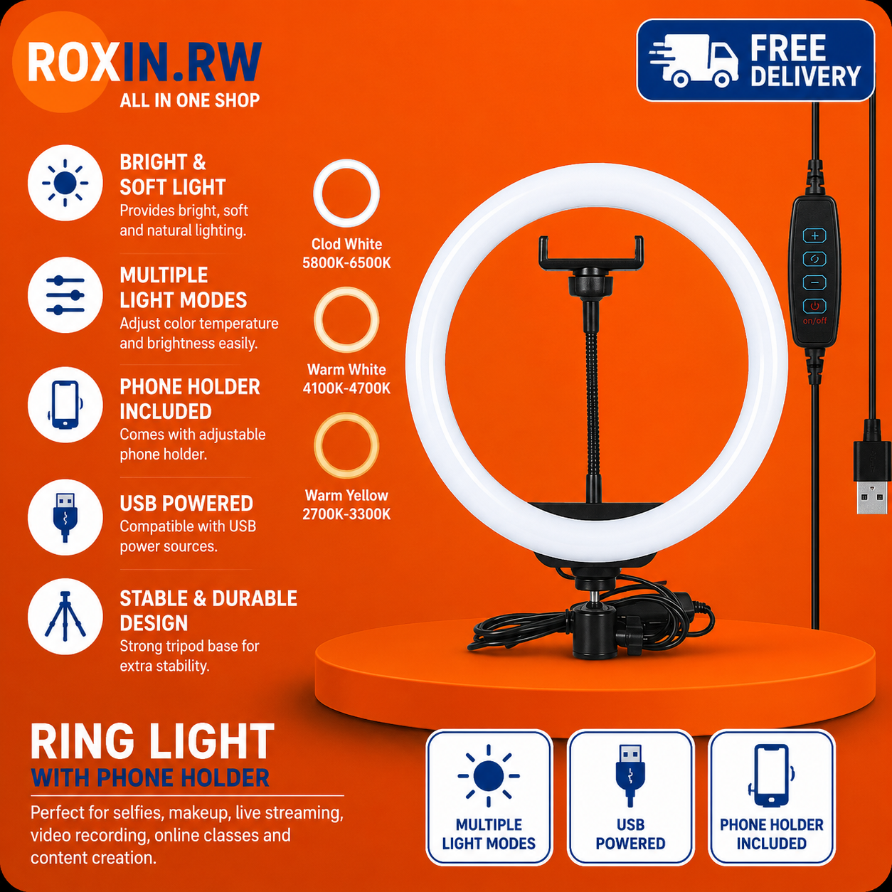 Ring Light with Phone Holder
