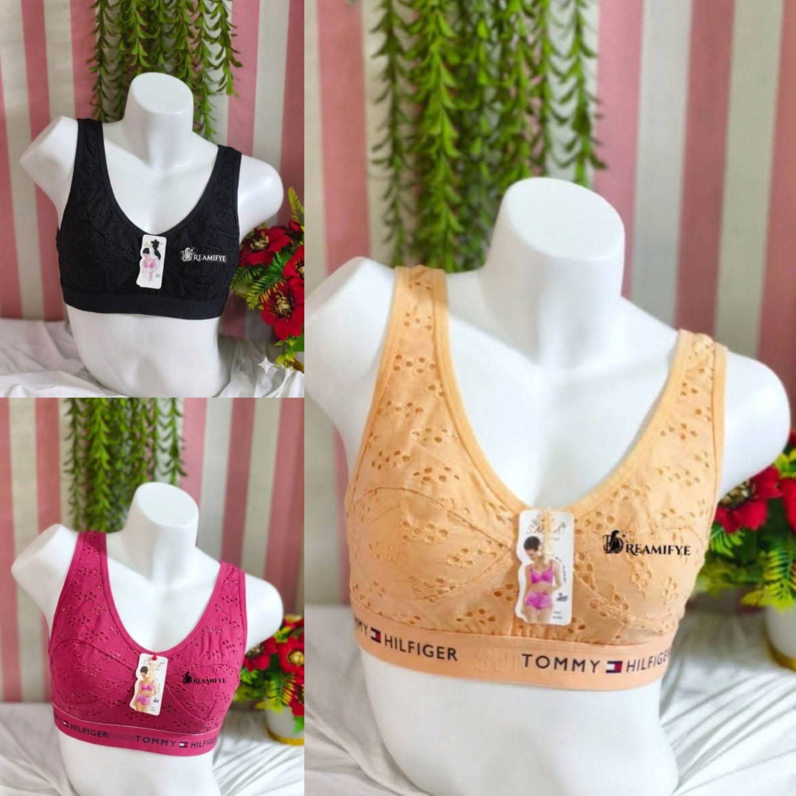 Air Bra Chiken curry-Black, Peach, Hot Pink Colour