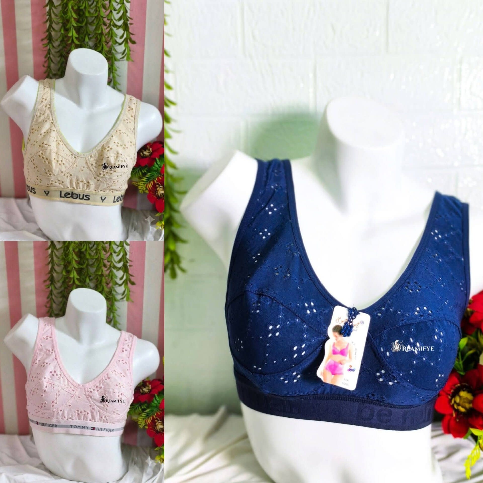 Air Bra Chiken curry-Cream, Navy Blue, Baby Pink Colour