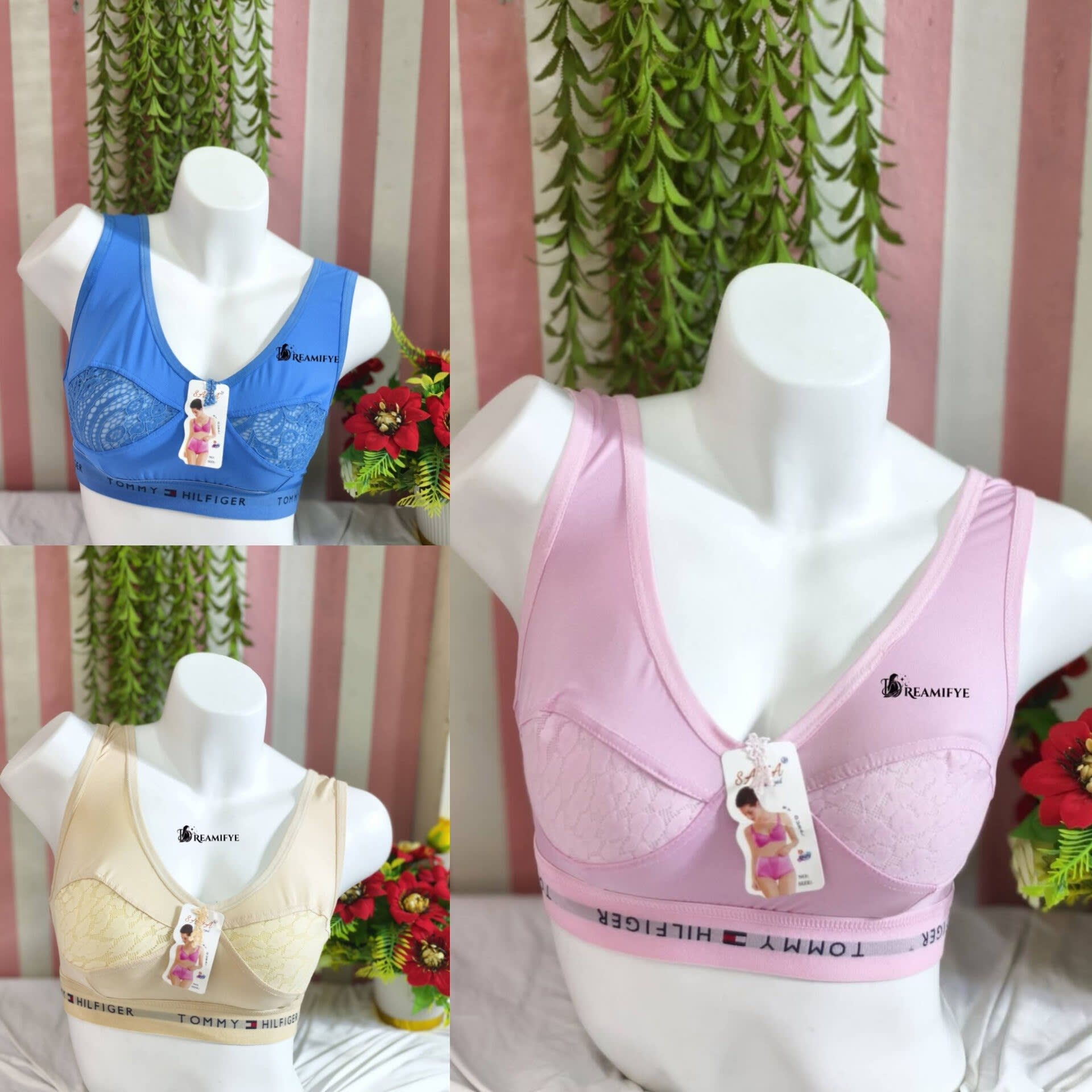 Air bra half net-Baby pink,Pich,Sky blue Colour