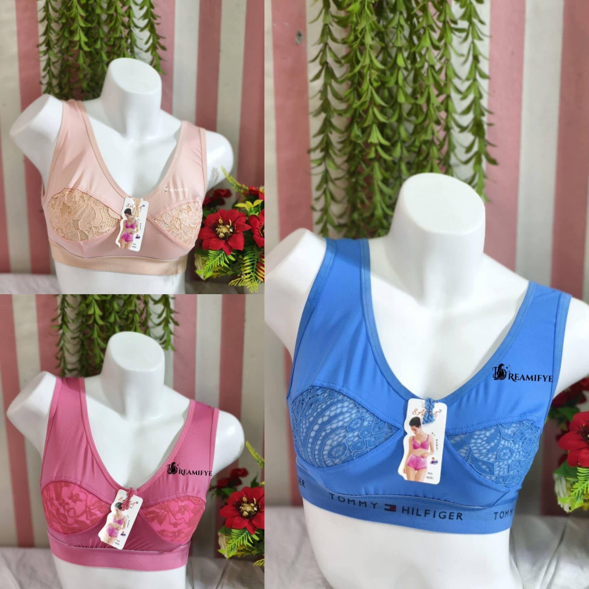 Air bra half net-Baby pink,Pich,Sky blue Colour