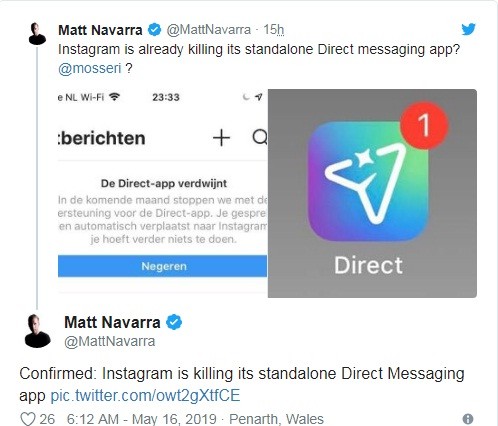 إنستجرام يوقف تطبيق Direct messaging إنستجرام يوقف تطبيق Direct messaging ومميزاته الملحقة به