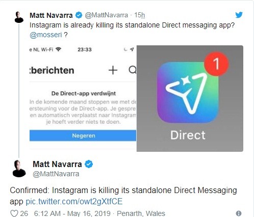 إنستجرام يوقف تطبيق Direct messaging ومميزاته الملحقة به
