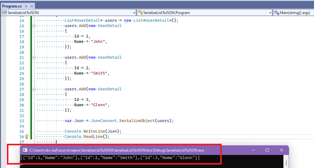 Newtonsoft Json Serialize Object Example