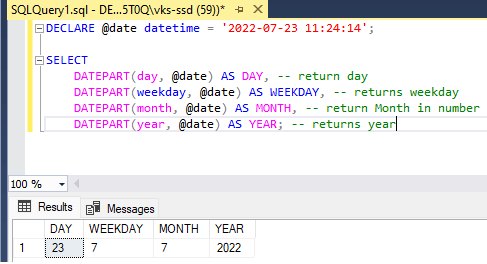 Get month and year in sql server from date