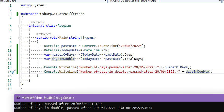 Get Date Difference in C#