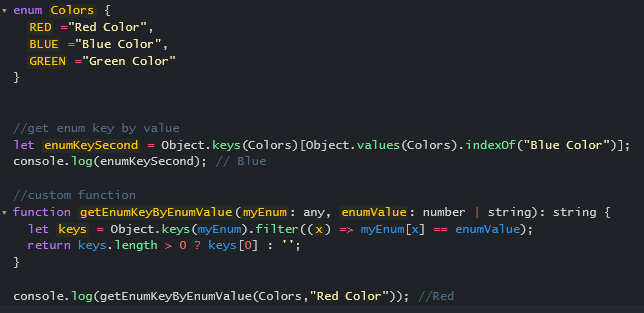 Get enum key by value in Typescript