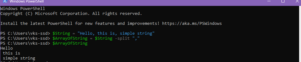 split-string-into-array-powershell-method