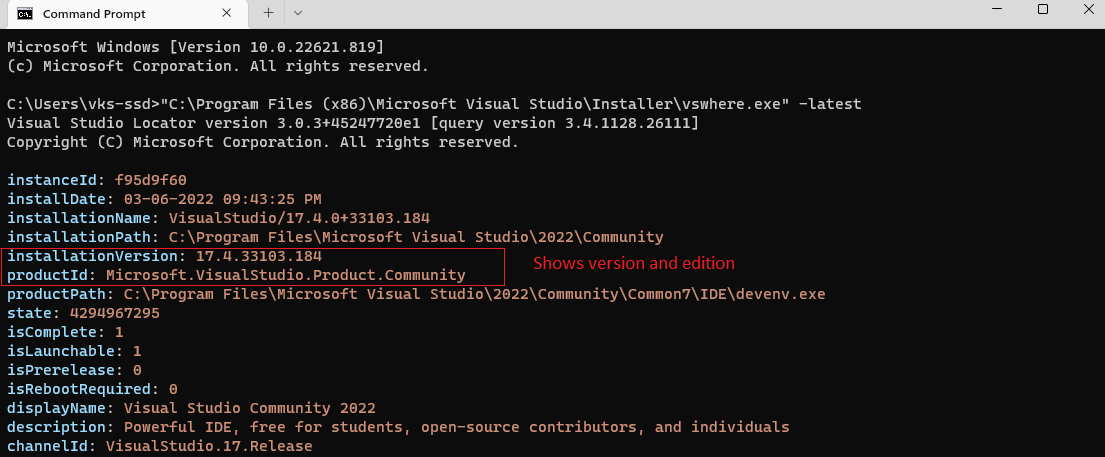 check-visual-studio-version-edition-cmd