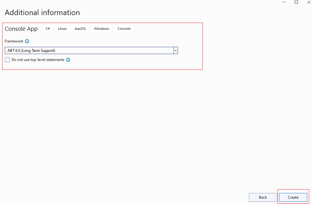 console-application-select-net-framework