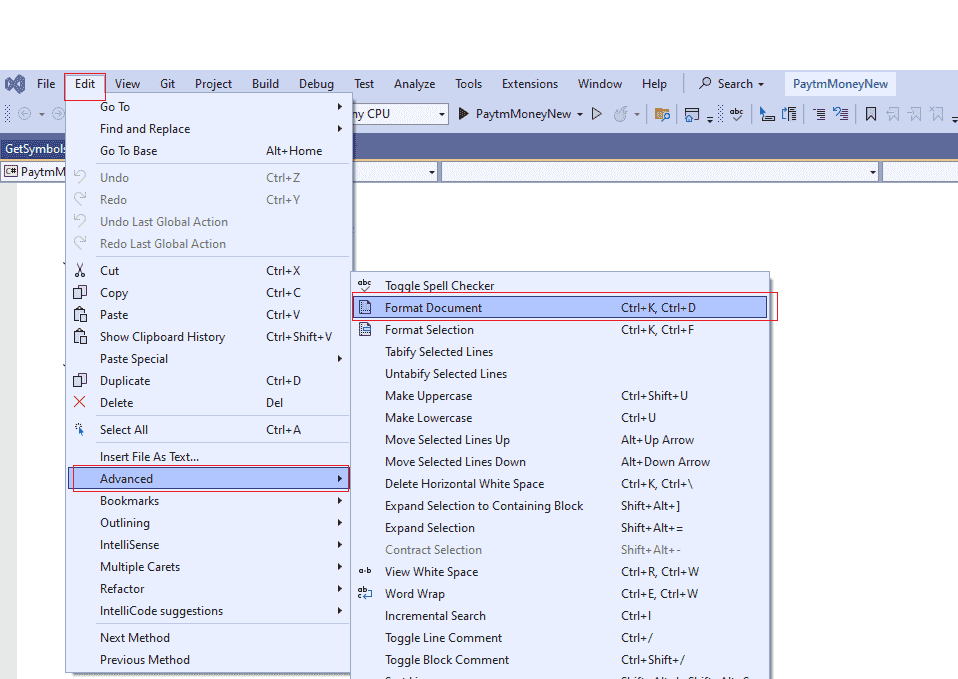 format-visual-studio-file