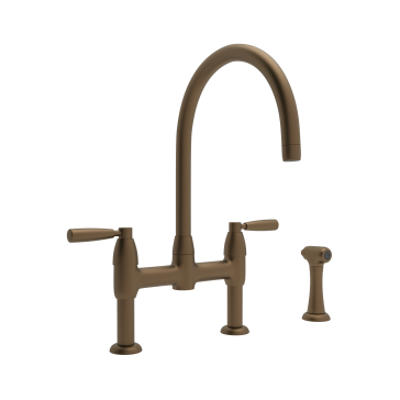 Rohl Holborn U.4273LS-EB-2 Bridge Faucet with Lever Handles and Sidespray