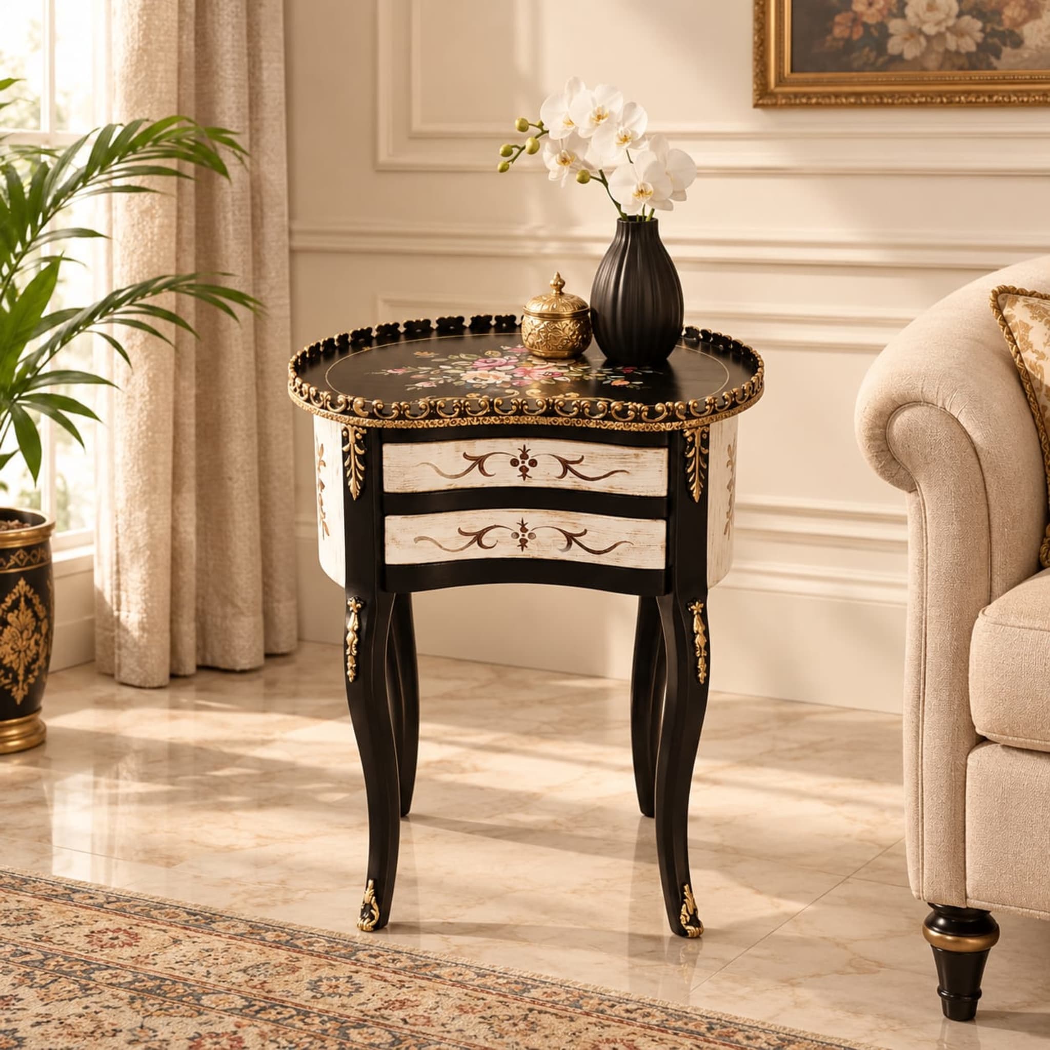 Daisy Blossom Wooden Table