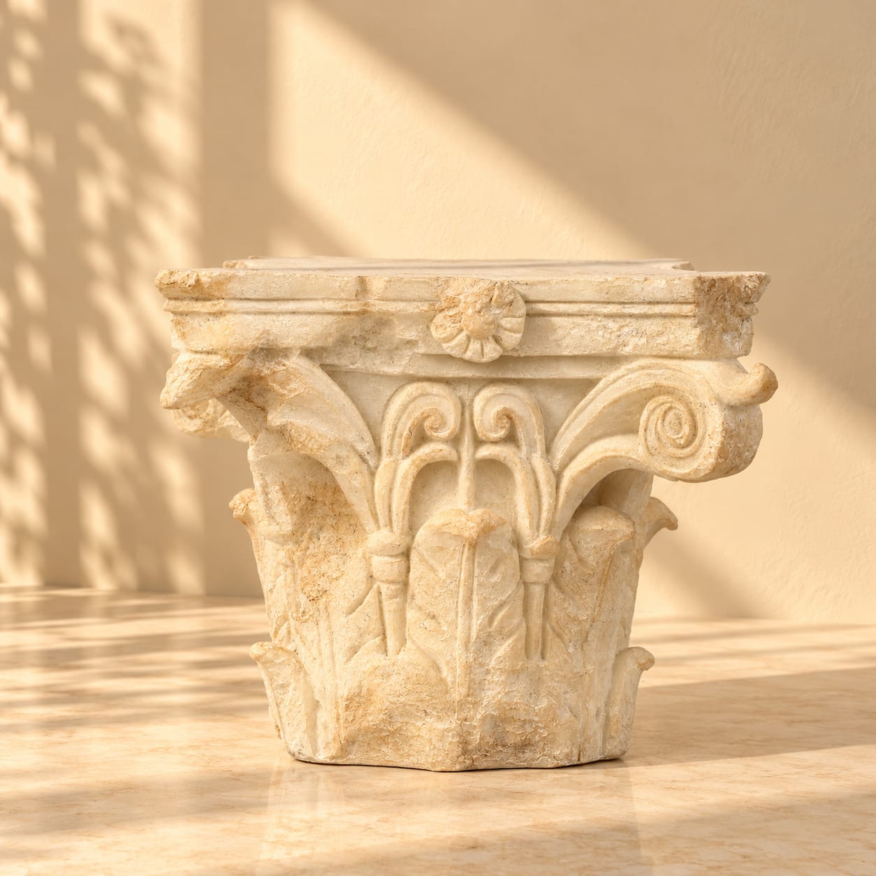 Corinthian Capital Fragment Sculpture