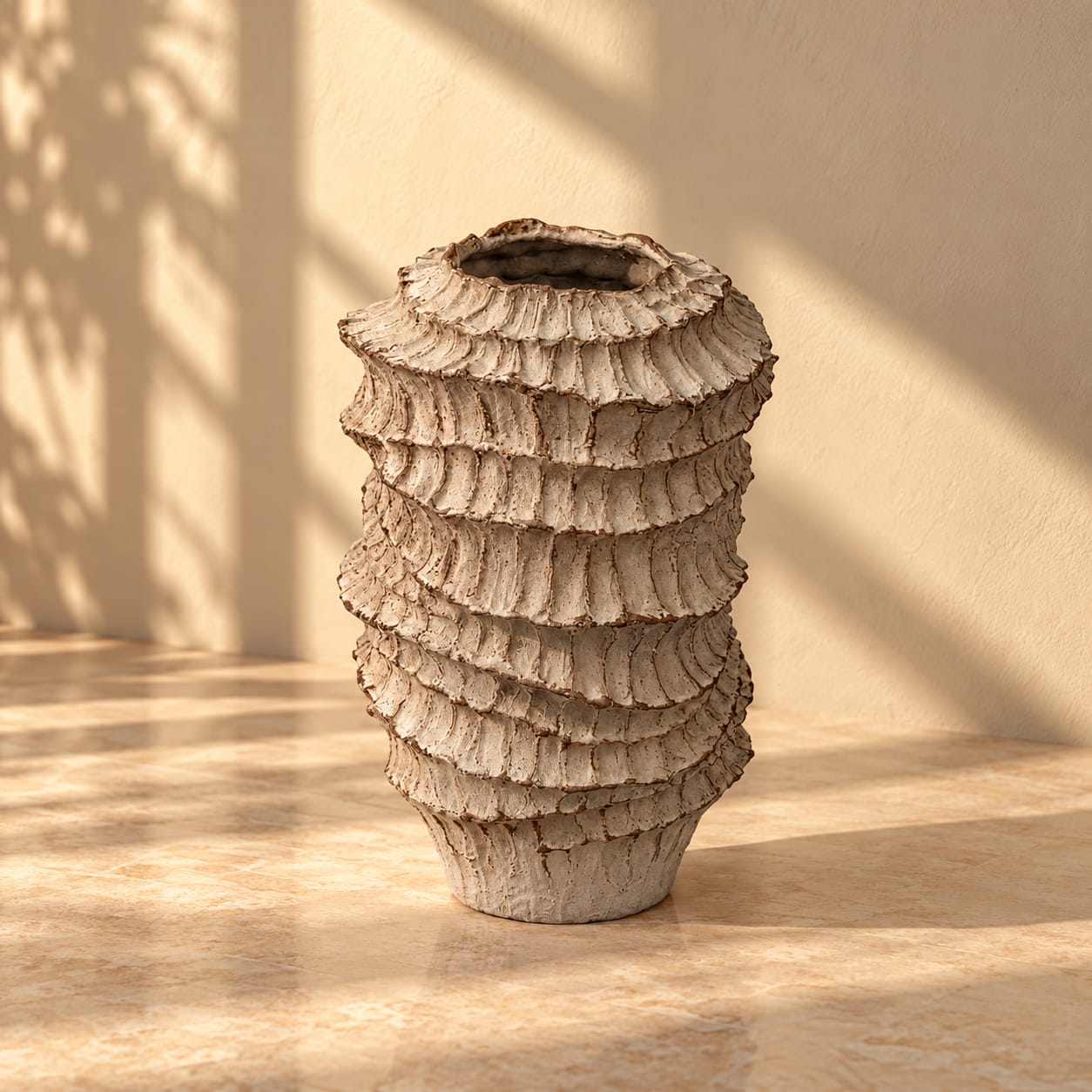 Ruffled Ceramic Sculptural Vessel