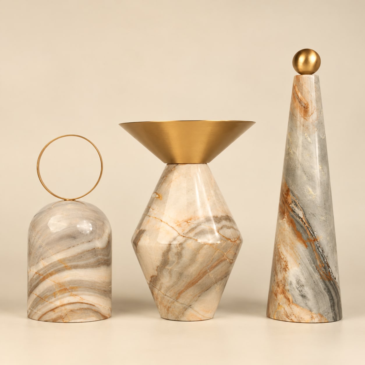 Stone and Copper Sculptural Accent