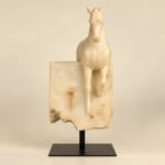White Abstract Horse Sculpture on Black Stand