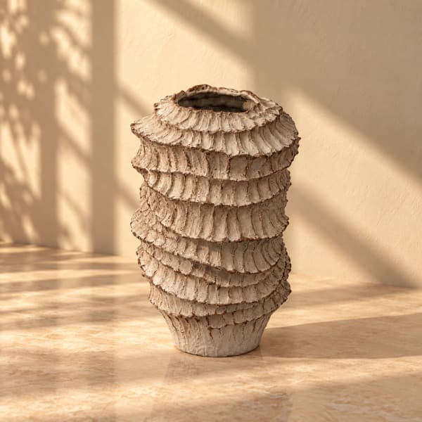 Ruffled Ceramic Sculptural Vessel