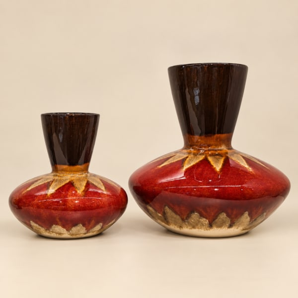 Red and Black Glazed Ceramic Vase