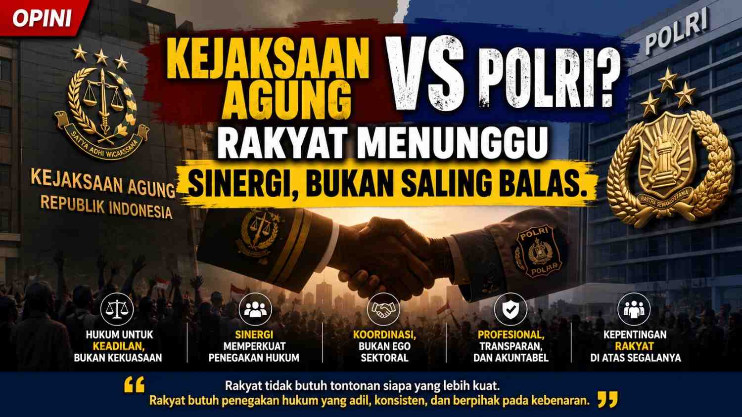Kelvin : Saling Balas Kejaksaan Agung dan Polri Tidak Boleh Mengalahkan Kepentingan Rakyat