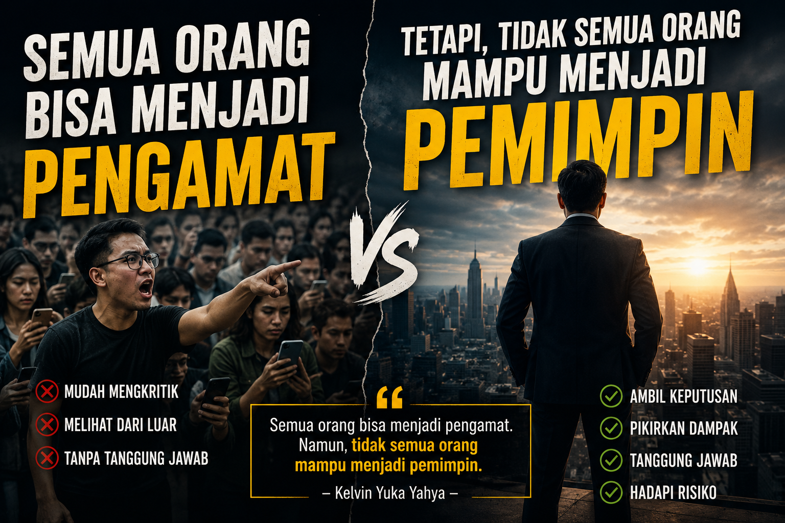 Kelvin : Semua Orang Bisa Menjadi Pengamat, Tetapi Tidak Semua Orang Mampu Menjadi Pemimpin