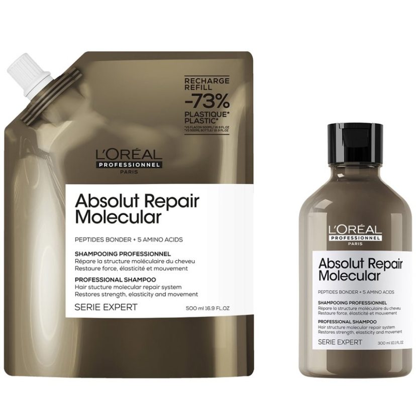 Absolut Repair Molecular Shampoo and Refill Pack for damaged hair